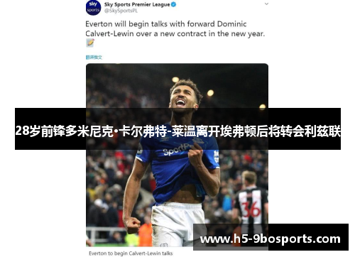 28岁前锋多米尼克·卡尔弗特-莱温离开埃弗顿后将转会利兹联